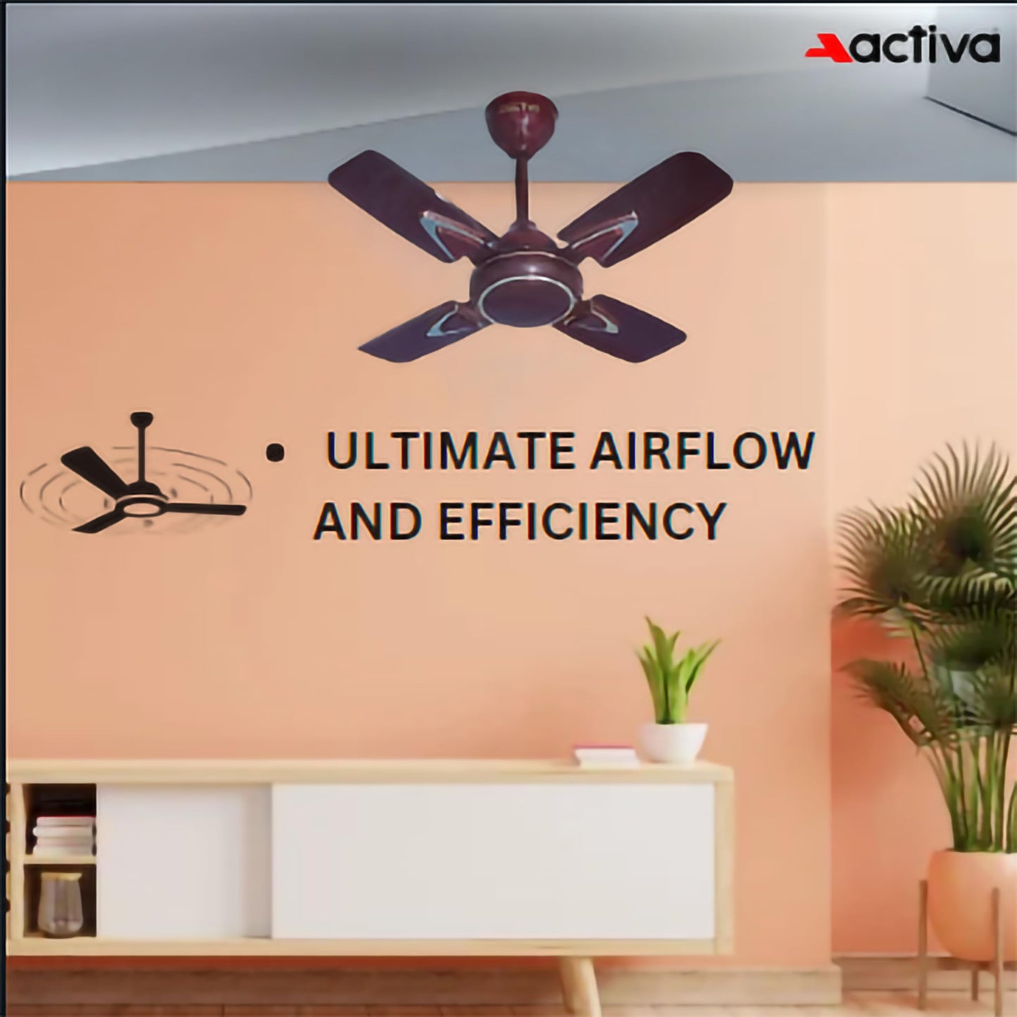 ACTIVA 850 RPM HIGH Speed Galaxy-1 (600 MM) 4 Blades Anti dust coating Ceiling Fan with 2 Years Warranty (Deco Brown)