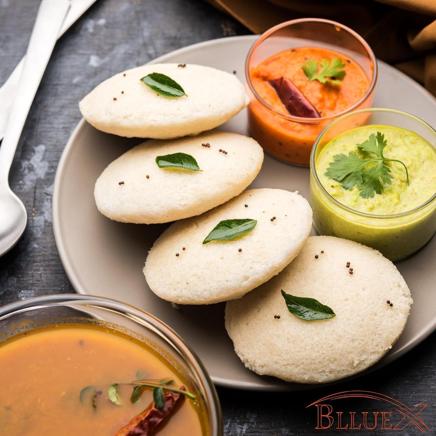 Blluex Stainless Steel Heavy Quality Idli Stand For 5 Liter above Cooker Idli Maker Makes 9 Medium Size Idlis At Once With Stand Kitchen Tool 3 Plates - Silver