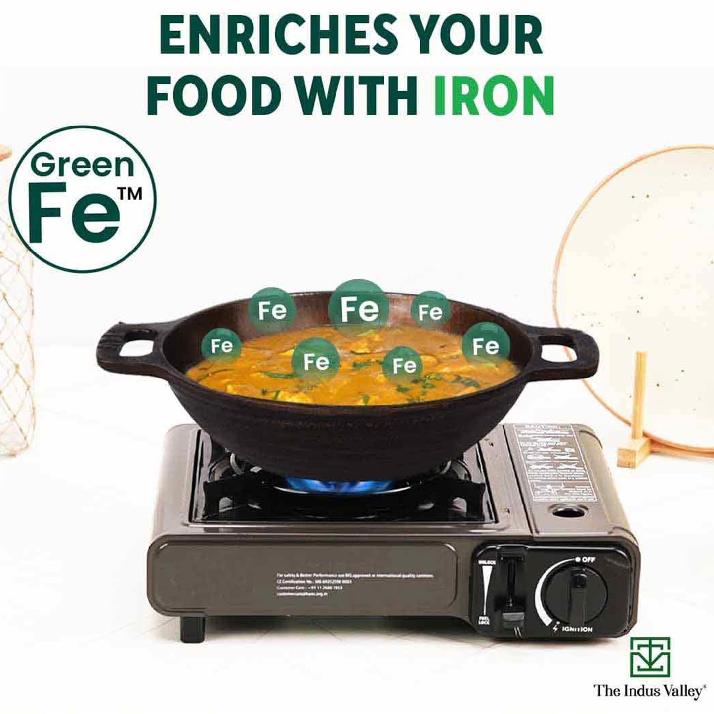 The Indus Valley Super Smooth Cast Iron Cookware Set | Tawa (26.2 Cm) + Kadai (26.1 Cm) + Fry Pan (24.8 Cm) | Pack Of 3 | Pre-Seasoned Cookware, 100% Pure & Toxin-Free, No Chemical Coating, Black