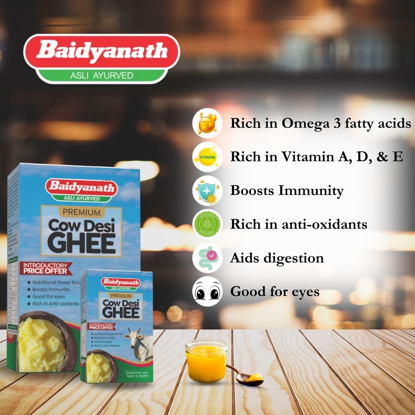 Baidyanath Cow Desi Ghee for Better Digestion and Immunity | | Naturally improves digestion and boosts immunity | 1L