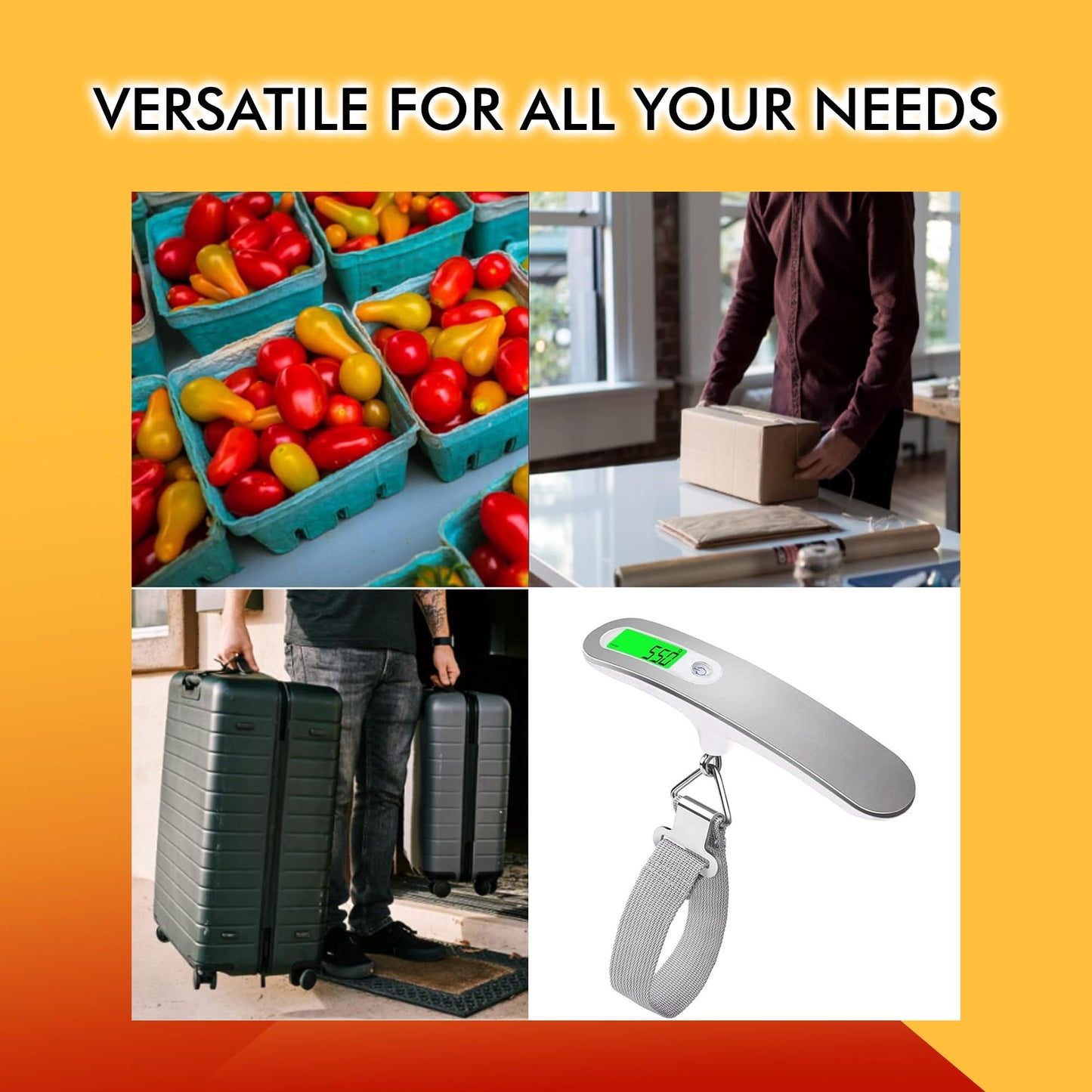 Billebon Weighing Scale for Luggage with LCD Display. 50kg Weighting Scale Limit Weighing Machine Suitable for Flights and Travel Bags