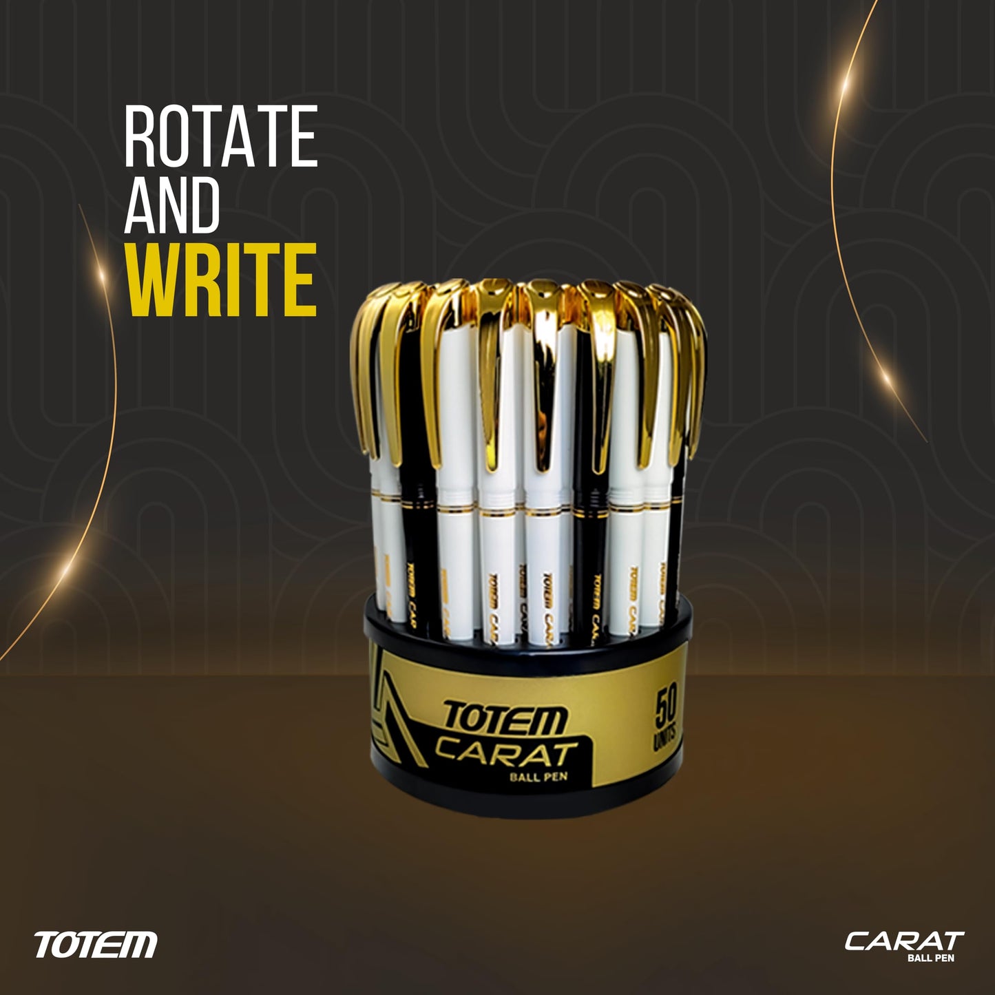 TOTEM Carat Tumbler | 50 Pens (42 Blue Ink & 8 Black Ink) | Elegant Body Design | Golden Clip | 0.7 mm Tip | Pens for Writing | Ideal for Students and Exams Use | Smooth Ink Flow | Office Stationary
