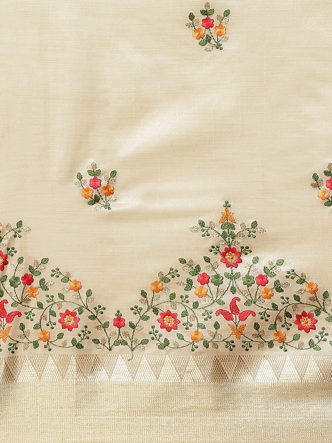 arriva fab Women's Kasavu Cotton Blend Saree With Blouse Piece (Riva1698__White)