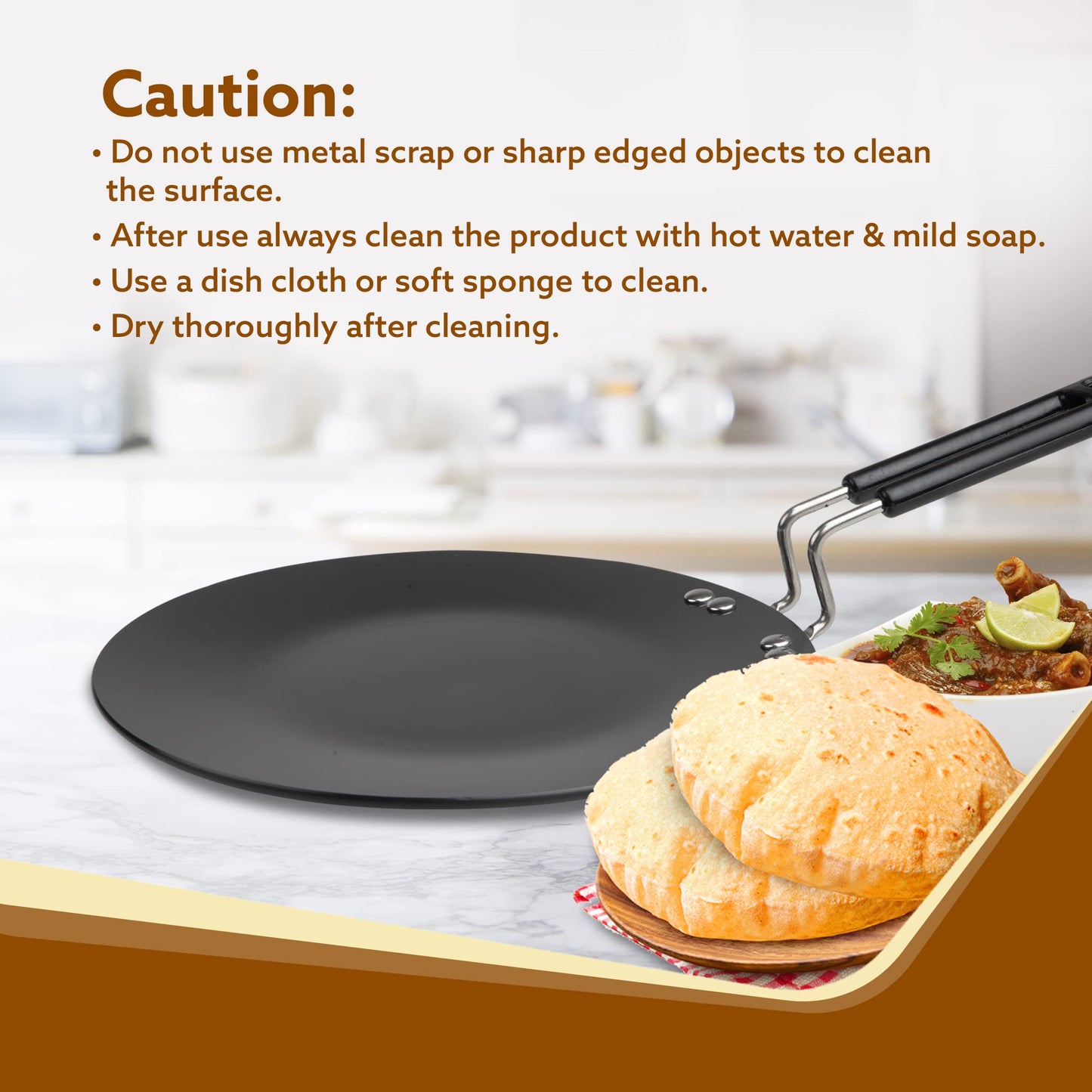 AGARO Elite Hard Anodised Tawa for Kitchen, 28 cm Diameter Tawa for Roti, Chapati, Paratha, Riveted Handle, 4 mm Thick Base for Uniform Heating, Gas & Induction Oven Compatible, Cooking, Cookware