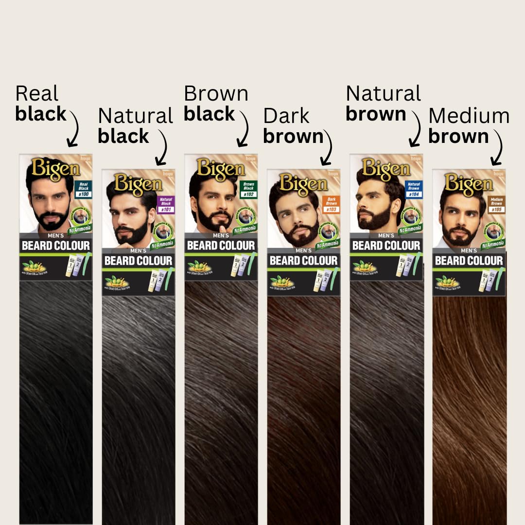 Bigen Men's Beard Color Medium Brown 20gm+20gm -105, 102 g