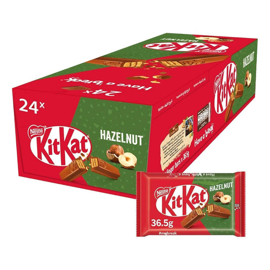 24x Nestle Kitkat Four Finger Wafer With Crunchy Hazelnut Covered In Creme Milk Chocolate Coating Infused With The Rich Flavor Of Roasted Hazelnuts(41.5gm x 24) Celebrations Box