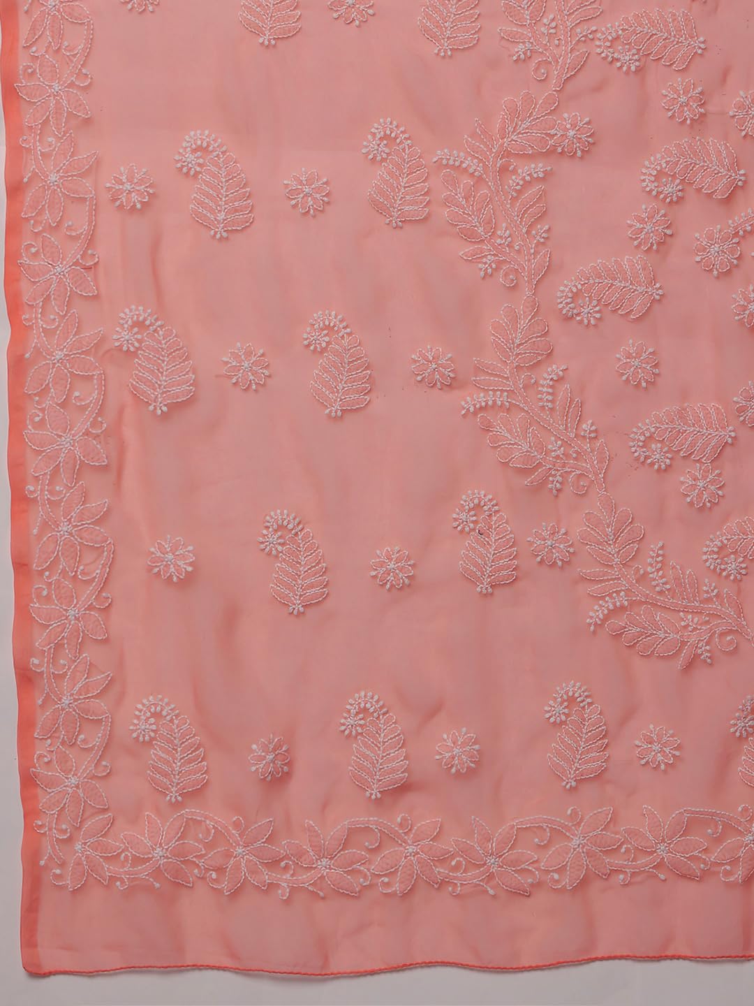 Ada Latest Chikan Peach Georgette Fancy Saree Blouse With Designer Embroidered Motifs A130092