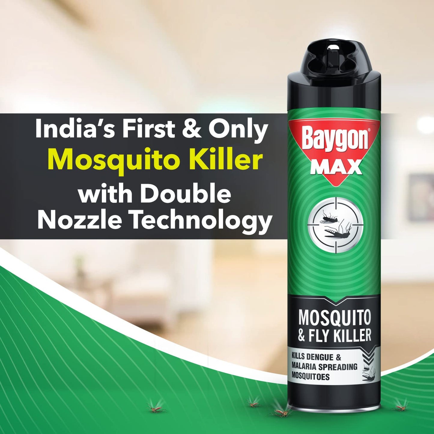 Baygon Mosquito & Fly Killer Spray- 400 ml, Green