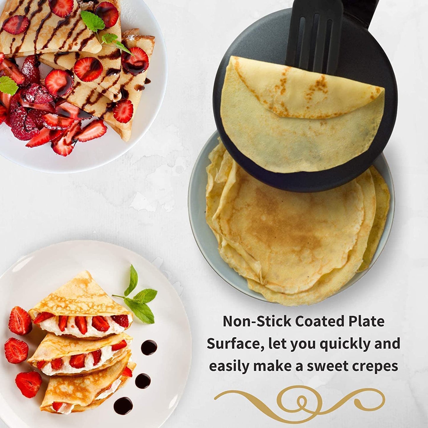 BIRZAR Nonstick Electric Griddle & Crepe Maker | Multi-Purpose Dosa, Pancake, Chapati, and Pizza Maker | Auto Power Off | Lightweight & Portable Design for Home & Outdoor Use