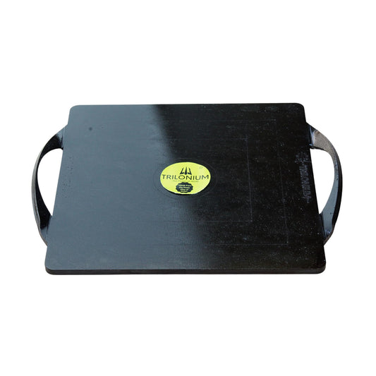 TRILONIUM Triple-Seasoned Iron Boulder Square Griddle pathri Tawa 30 x 30 cms, Ultra Smooth, Weights 5.8 Kgs