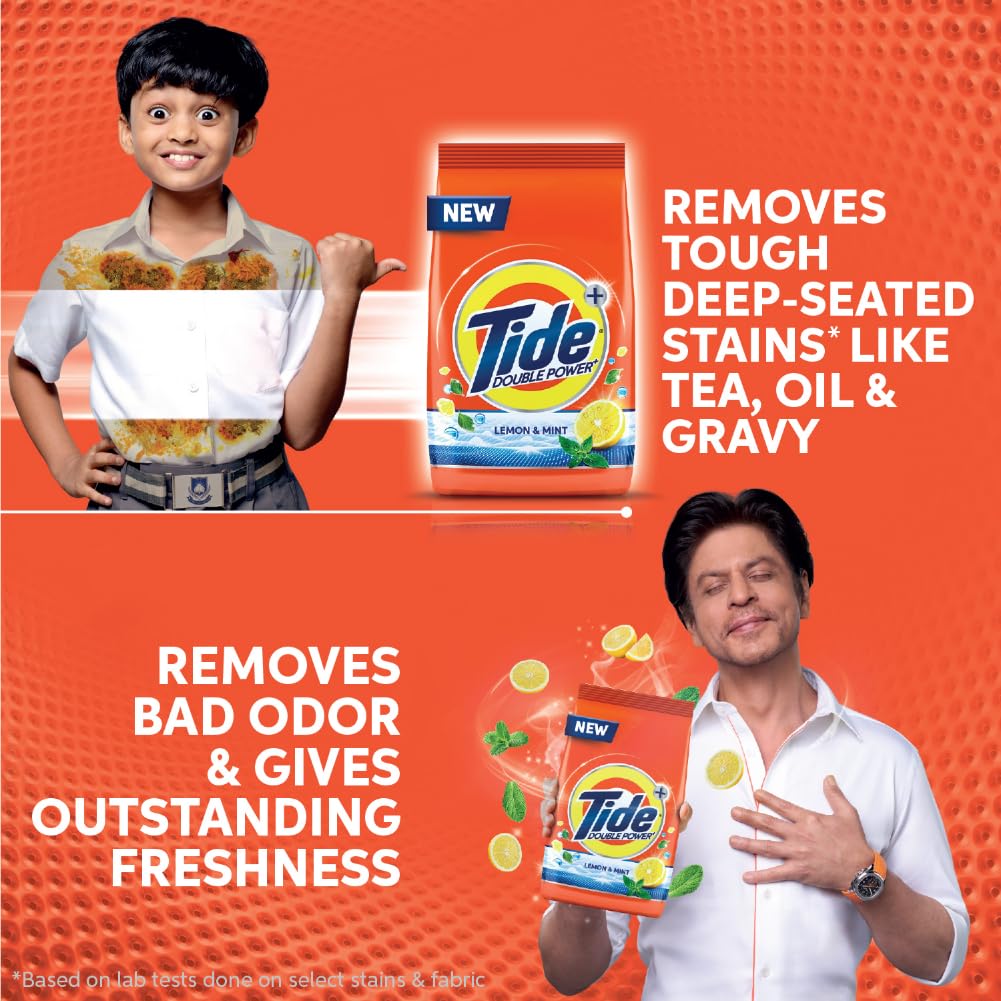 Tide Plus Detergent Washing Powder with double Power Lemon and Mint Pack - 1 kg