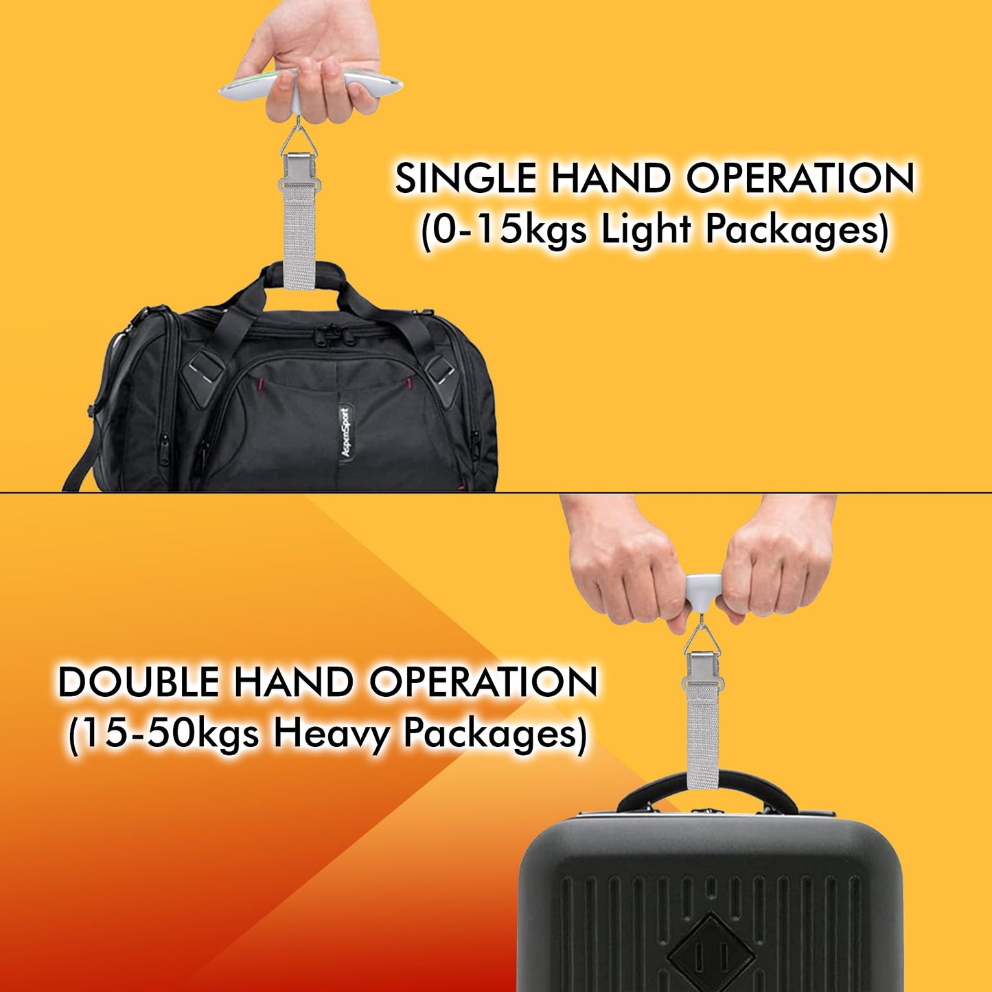 Billebon Weighing Scale for Luggage with LCD Display. 50kg Weighting Scale Limit Weighing Machine Suitable for Flights and Travel Bags