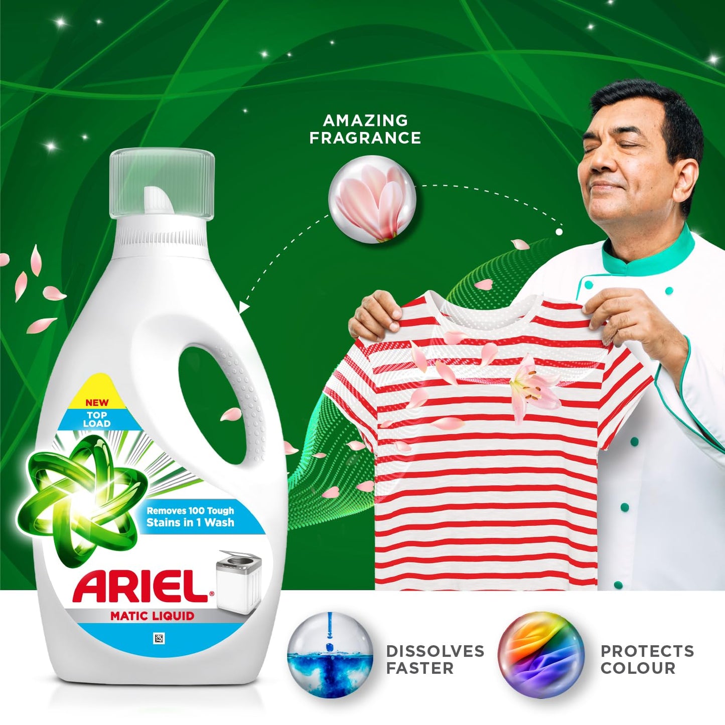 Ariel Top Load Liquid Detergent, 3 Ltr + 1 Ltr free, Removes Tough Stains, Specially designed for Top Load Washing Machine