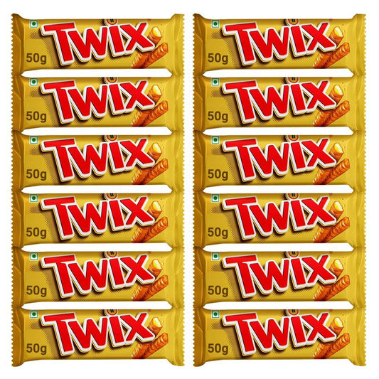 12x Twix Caramel Cookie Chocolate Bar, Pack of 12 - 50g each