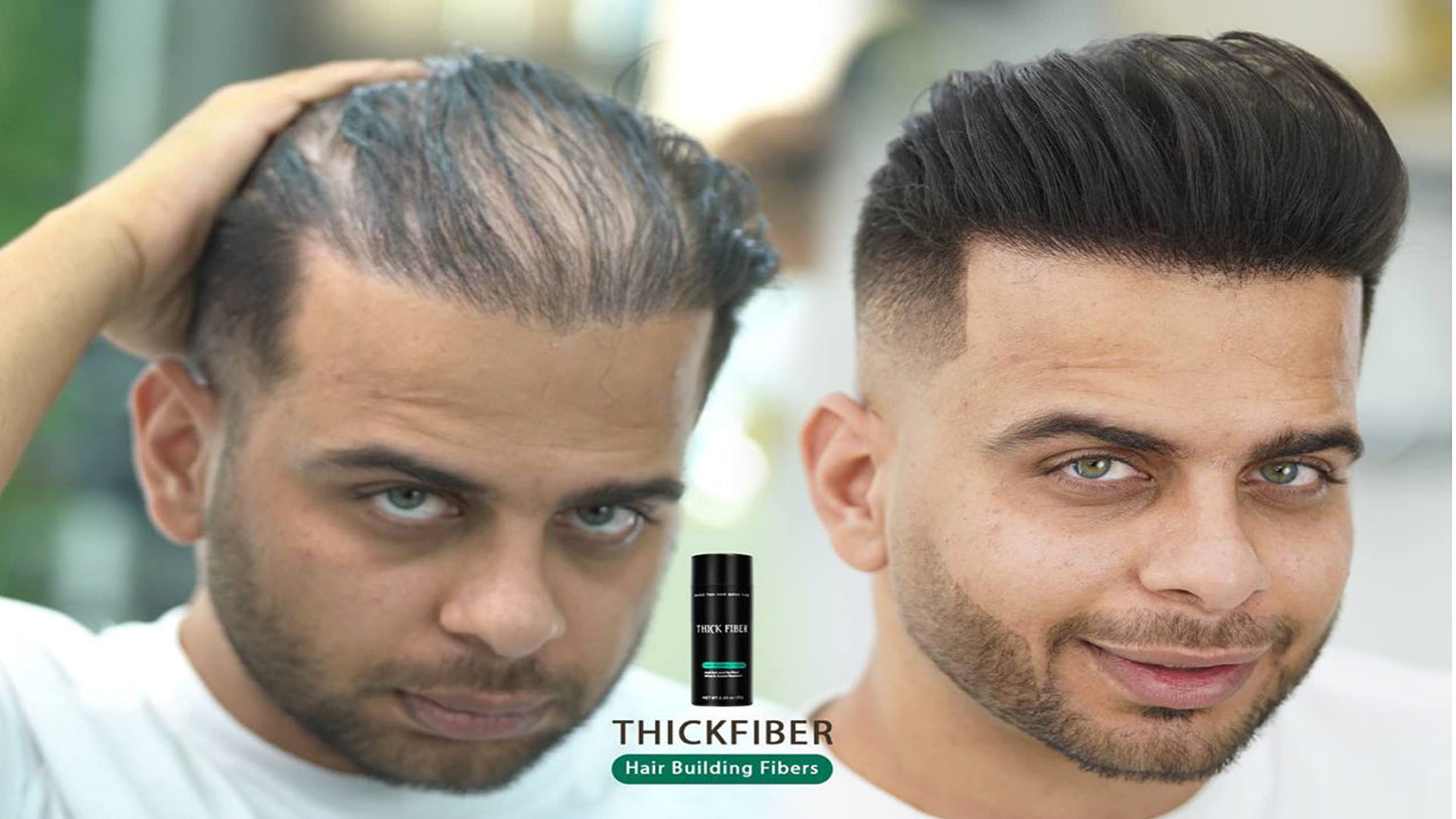 Thick Fiber - Hair Building Fibers (Black)- Hair Fibers For Thin & Fine Hair -Hair Thickening Fibers for Men & Women (25 g (Pack of 1))