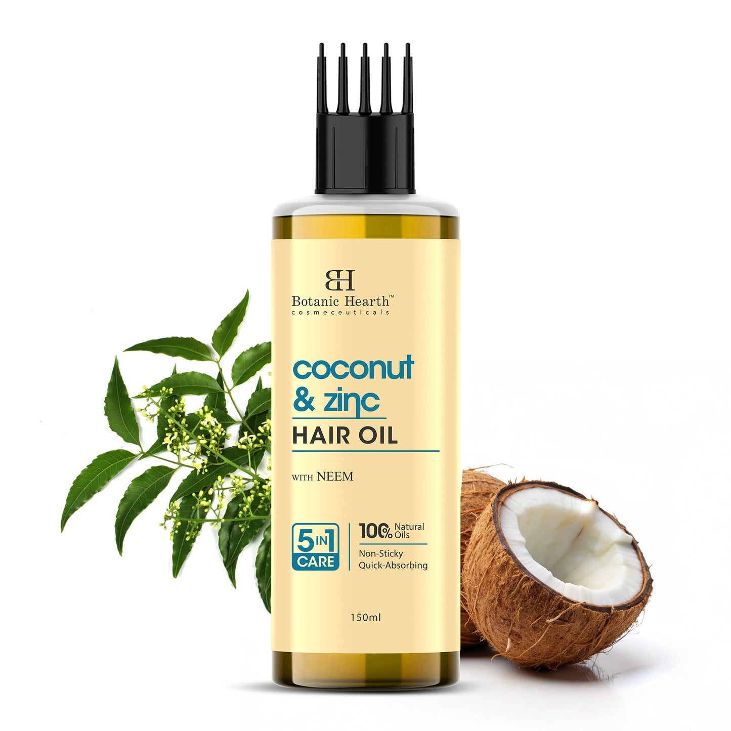 Botanic Hearth Coconut & Zinc Pyrithione hair Oil – 150ml – Soothes Scalp, Controls Dandruff, Nourishes & Hydrates with Coconut Oil & Zinc Pyrithione for Healthy Hair