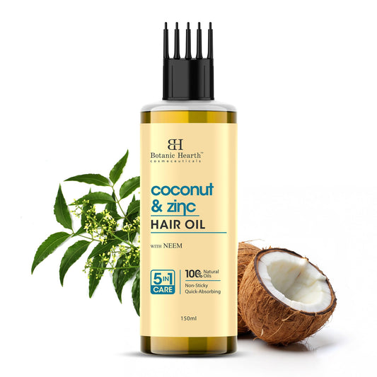Botanic Hearth Coconut & Zinc Pyrithione hair Oil – 150ml – Soothes Scalp, Controls Dandruff, Nourishes & Hydrates with Coconut Oil & Zinc Pyrithione for Healthy Hair