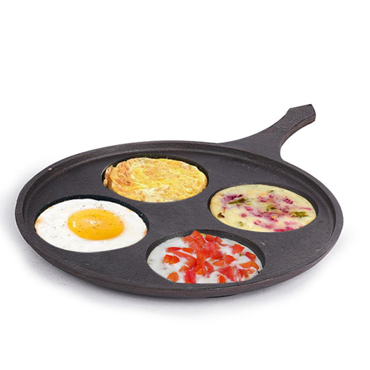 The Indus Valley Pre-Seasoned Cast Iron Uttapam Tawa | 4 Pit, 27.5cm/10.8 inch, 2.5kg | Induction Friendly | Naturally Nonstick, 100% Pure & Toxin-Free, No Chemical Coating