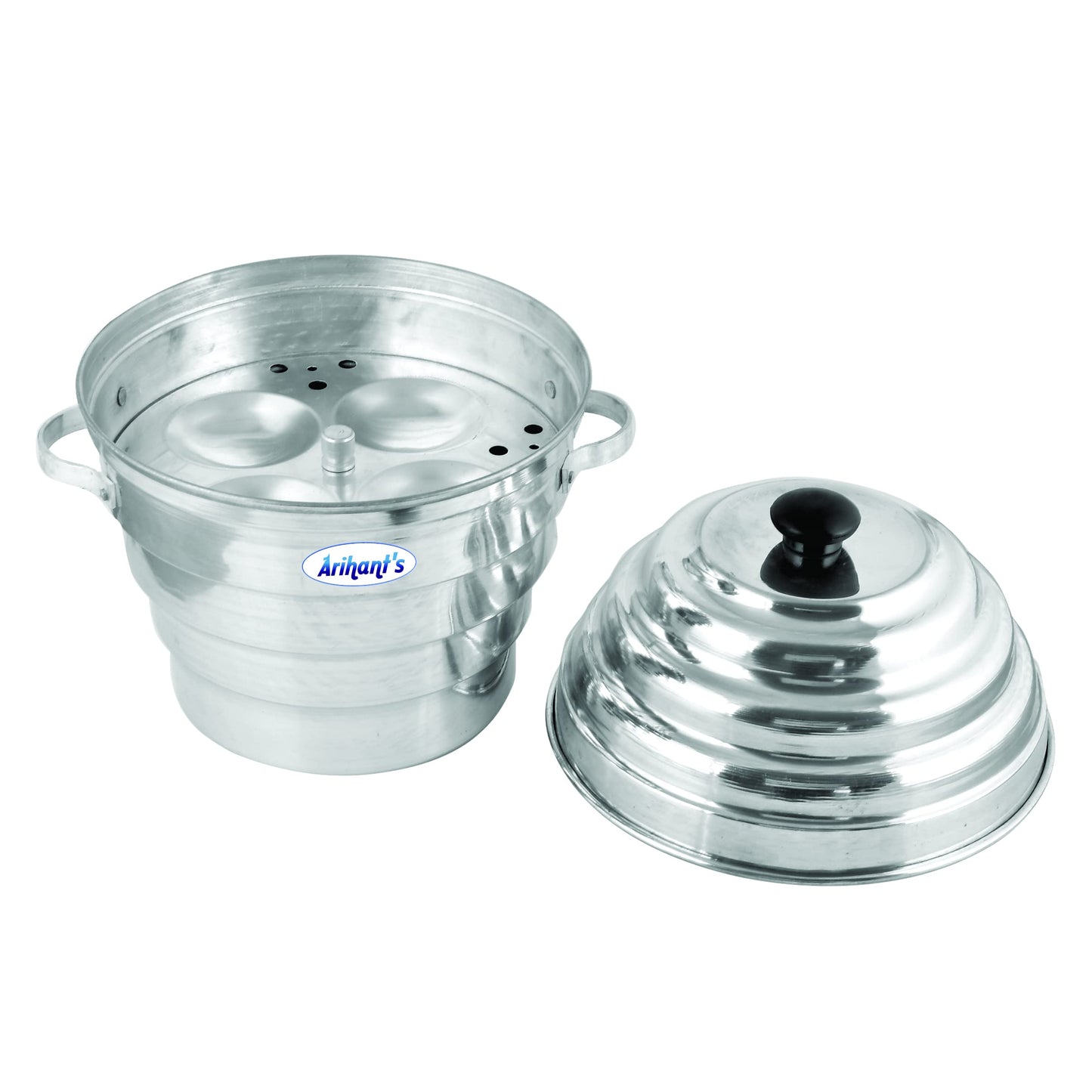Arihant's (16 Idlis) Aluminium Idli-Dhokla Maker(1 Pot, 1 Lid, 4 Idli Plates, 2 Dhokla Plates) - Idli Cooker | Idli/Dhokla/Momos Maker Is Made Of High Quality Aluminium.