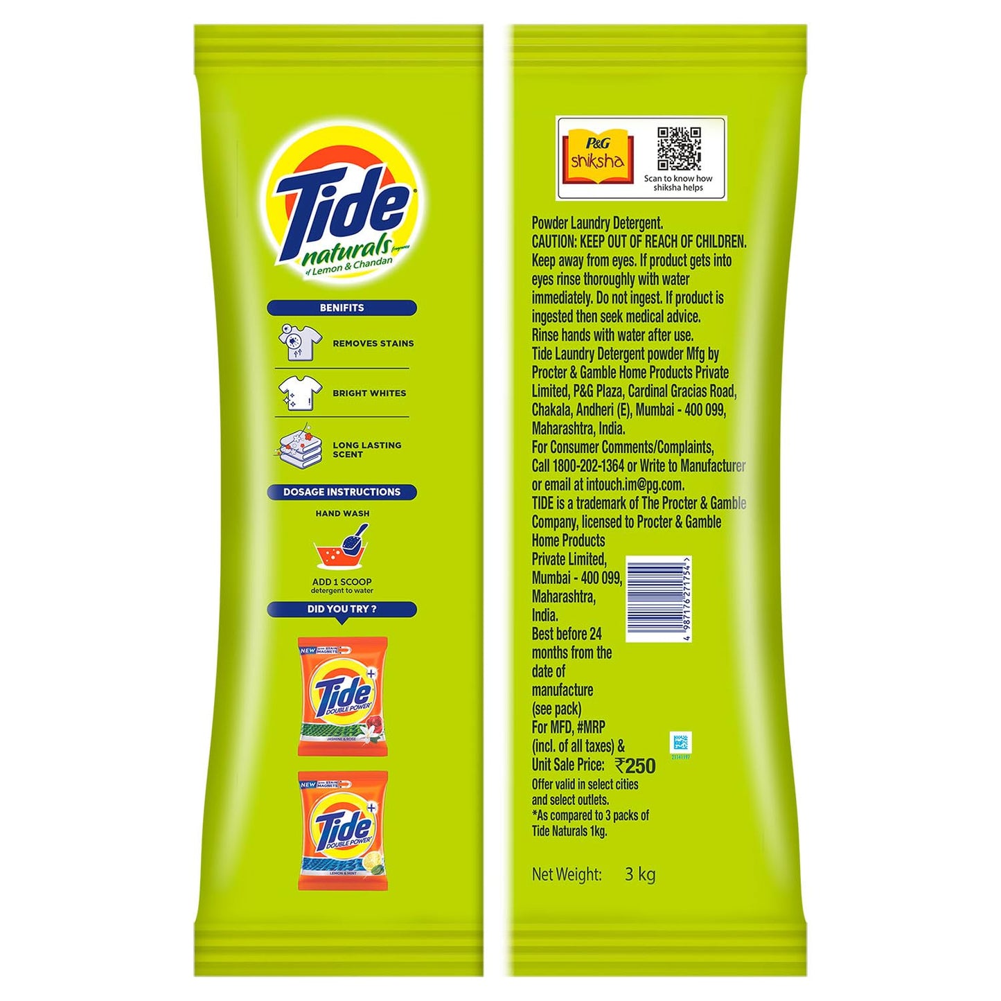 Tide Naturals 3kg Detergent Powder – Lemon and Chandan