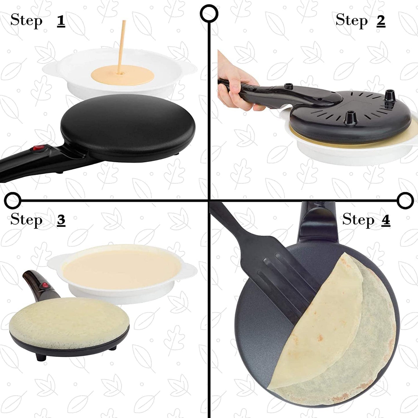BIRZAR Nonstick Electric Griddle & Crepe Maker | Multi-Purpose Dosa, Pancake, Chapati, and Pizza Maker | Auto Power Off | Lightweight & Portable Design for Home & Outdoor Use