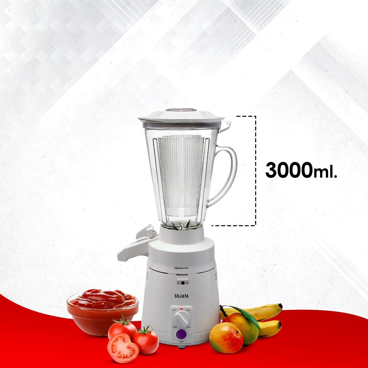 Sujata Megamix 900 Watts Mixer Blender | 22000 Rotations Per Min | 90 Minutes Continuous Running | Versatile Jar 3000 ml