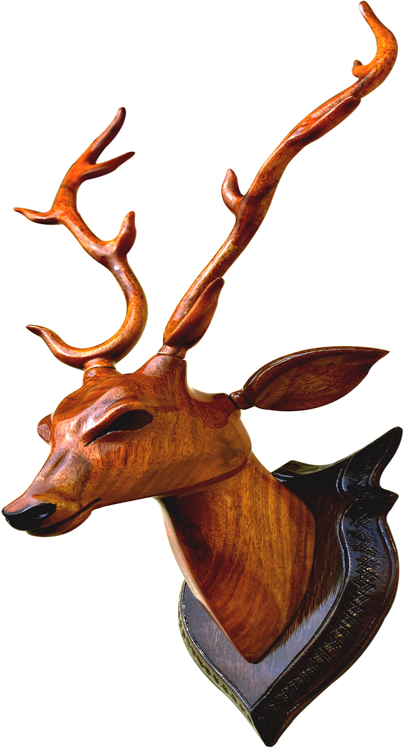 BK ART & CRAFTS Handicraft Wooden Deer Head with handicrafts Home Decor Showpiece Wall Decoration for Living Room, Bedroom and Office, Pack of 1