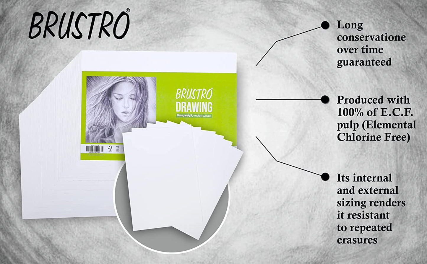 Brustro Artists' DRAWING PAPER 200GSM 100 SHEETS. Size 10 X 14 cm