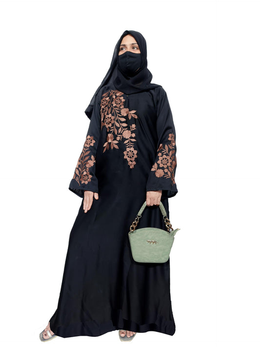 BURAQUE DESIGNER Nida Fabric Free Size Muslim Burqa/Abaya & Burkha Dress for Muslim Women and Girl's (E07-Large Copper-Burkha)
