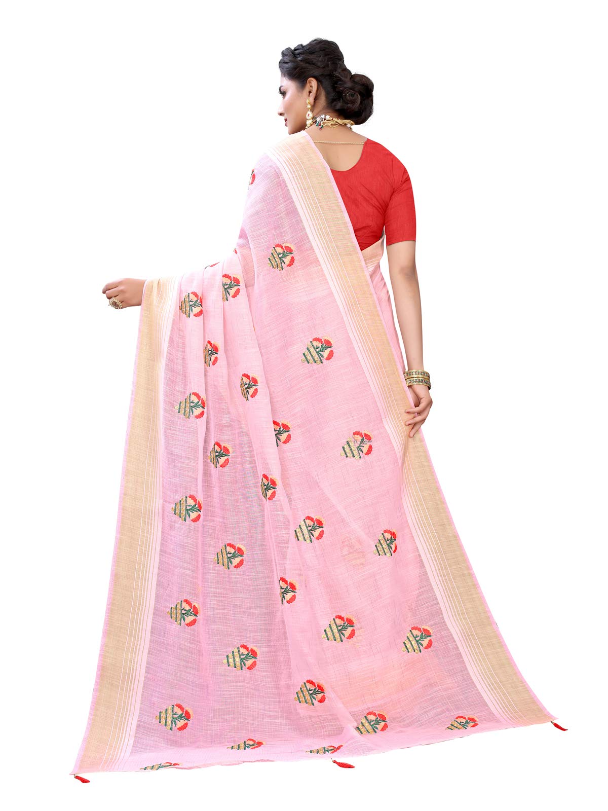 Satrani Women'S Poly Cotton Dyed Saree With Blouse Piece (1823ST146,Light Pink), Free Size