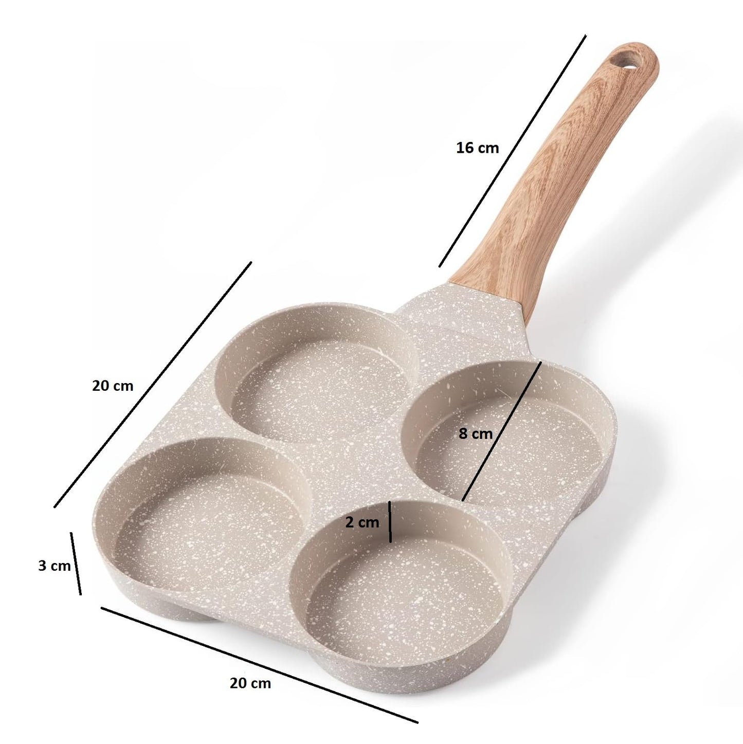 SCAMA 4 Cups Egg Pan Omelette Pan Frying Pan Crepe Pan Granite Egg Cooker Breakfast Pancakes Pan Suitable for Gas Stove Cookware (White) (Model : SYNMORE)