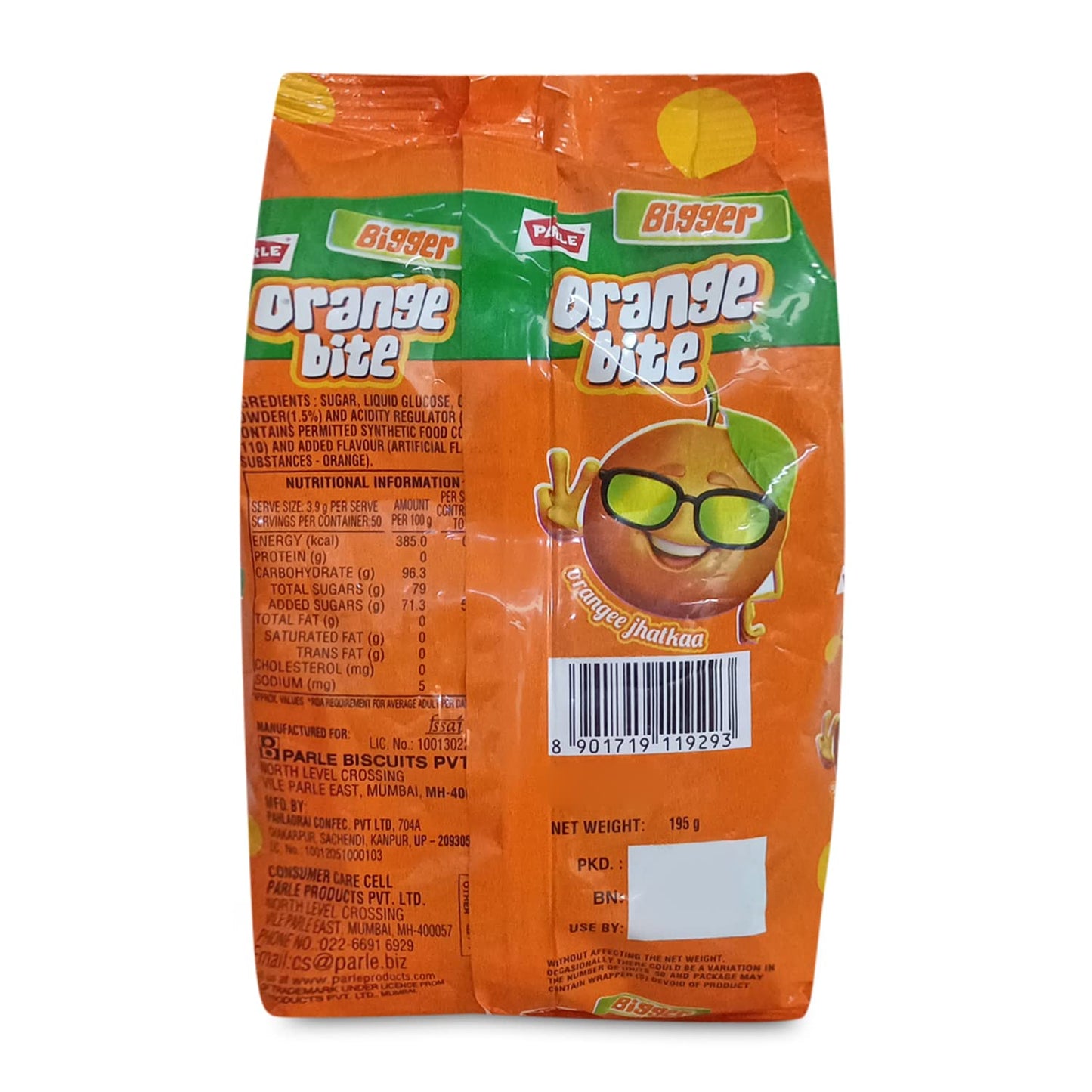 4x Parle Bigger Orange Bite, 195g each (Pack of 4)