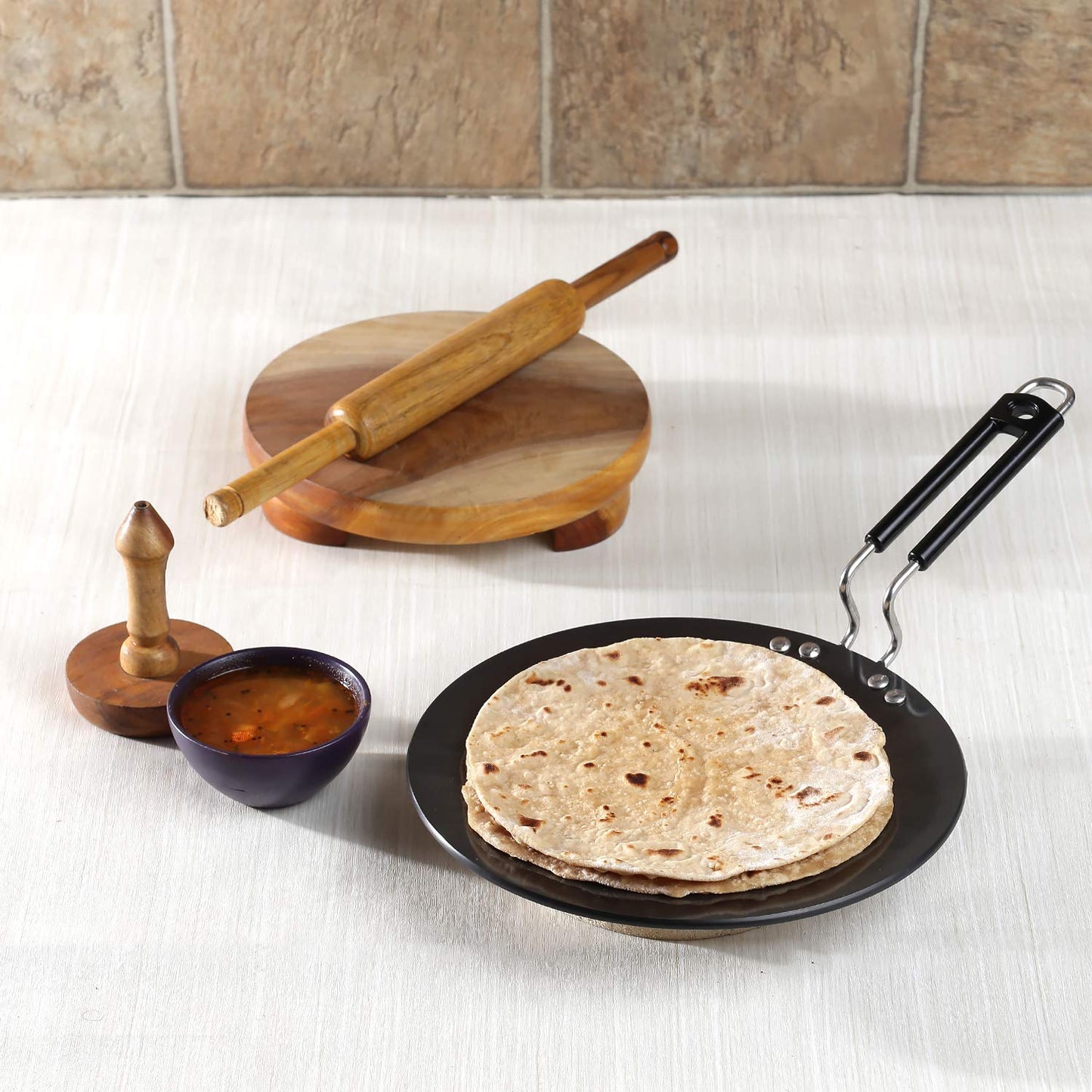 Vinod Black Pearl Plus Hard Anodised Roti/Paratha/Phulka Tawa, 25 cm Diameter with Riveted Sturdy Handle - 5.25 mm Thickness, Black (Induction and Gas Stove Compatible)