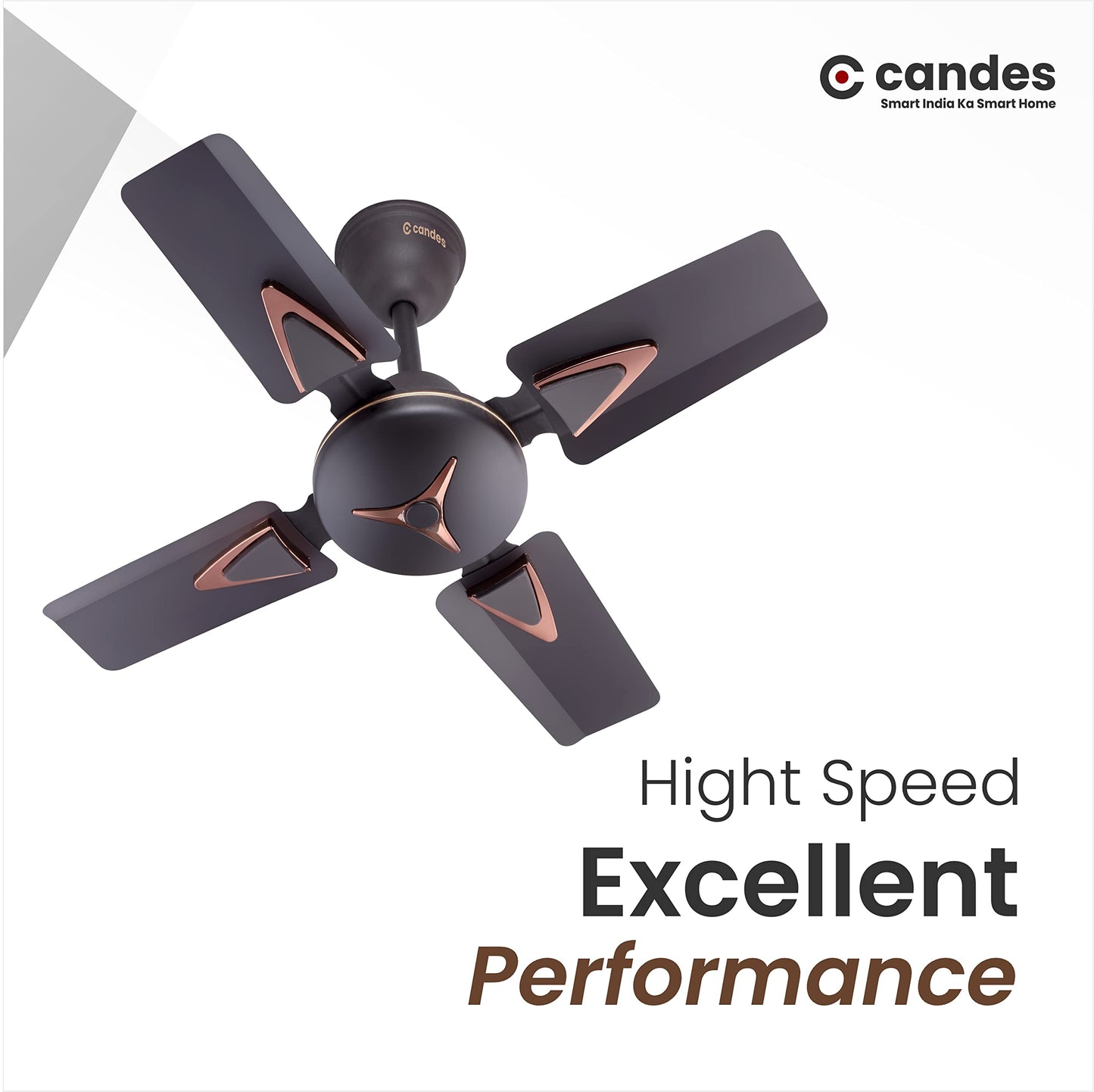 Candes Figo 600 mm /24 inch High Speed Ceiling Fan | BEE Star Rated, High Air Delivery & Energy Saving | Small Fan for Kitchen, Balcony & Small Room | 1+1 Year Warranty | Coffee Brown