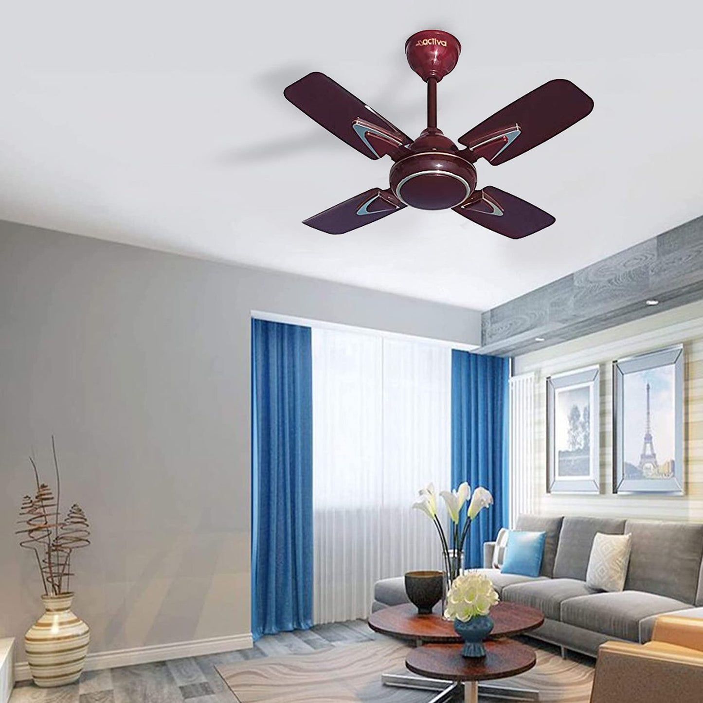 ACTIVA 850 RPM HIGH Speed Galaxy-1 (600 MM) 4 Blades Anti dust coating Ceiling Fan with 2 Years Warranty (Deco Brown)