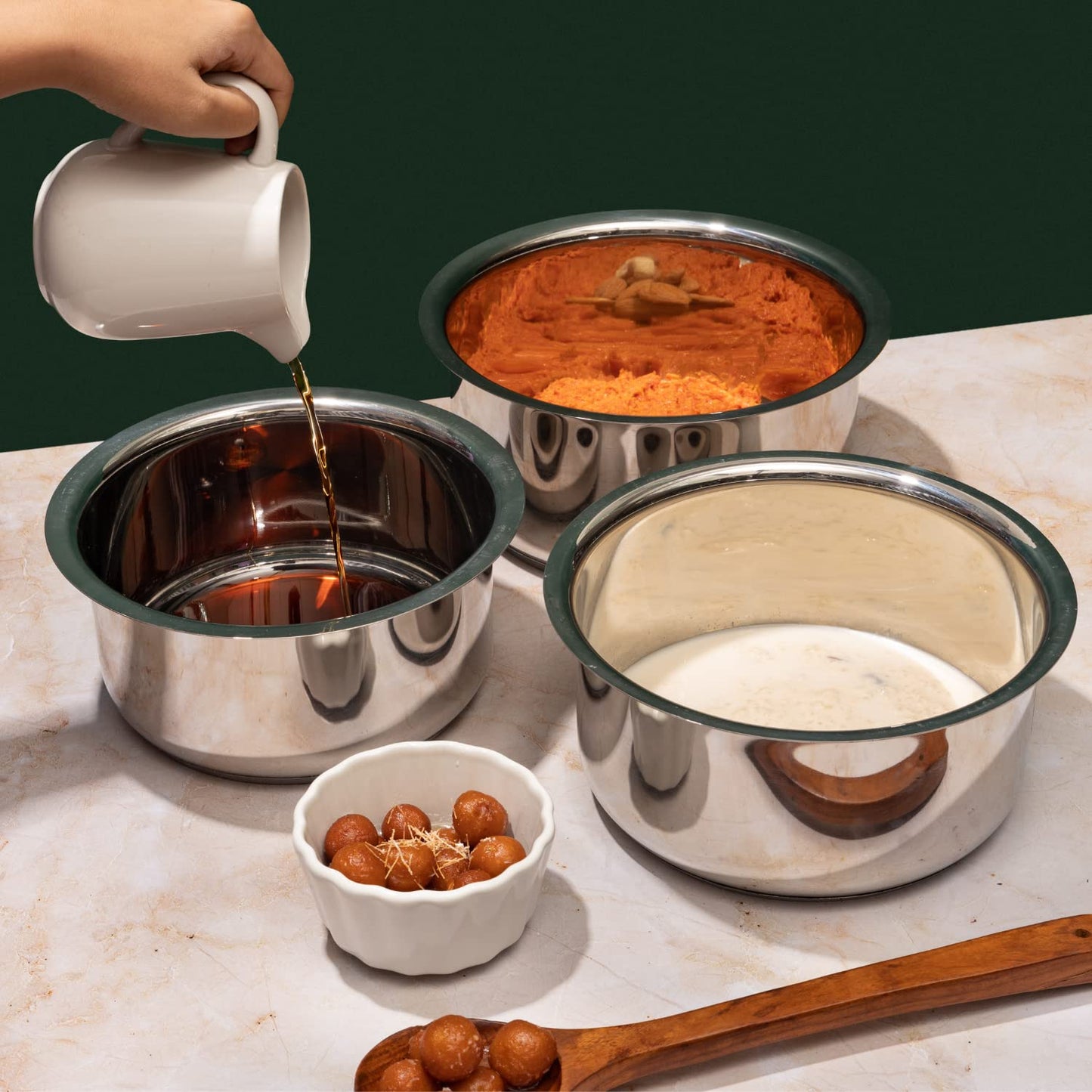 Vinod Stainless Steel Capsule Bottom Tope/Patila Combo Set Of 3 Pcs-2.7 Liter(14Cm Diameter),3.4 L(15Cm Diameter)And 4 L(16Cm Diameter)-Silver