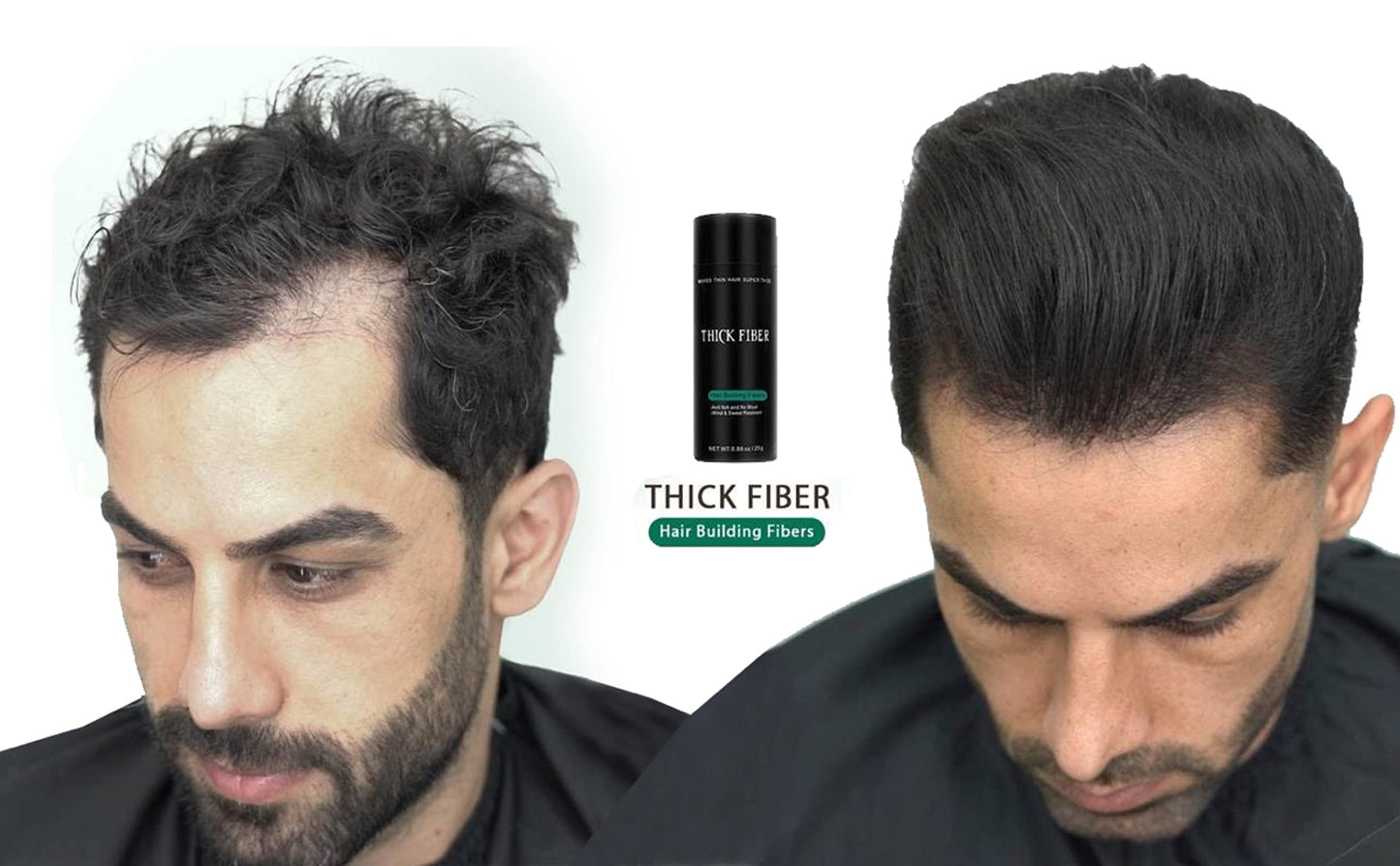 Thick Fiber - Hair Building Fibers (Black)- Hair Fibers For Thin & Fine Hair -Hair Thickening Fibers for Men & Women (25 g (Pack of 1))