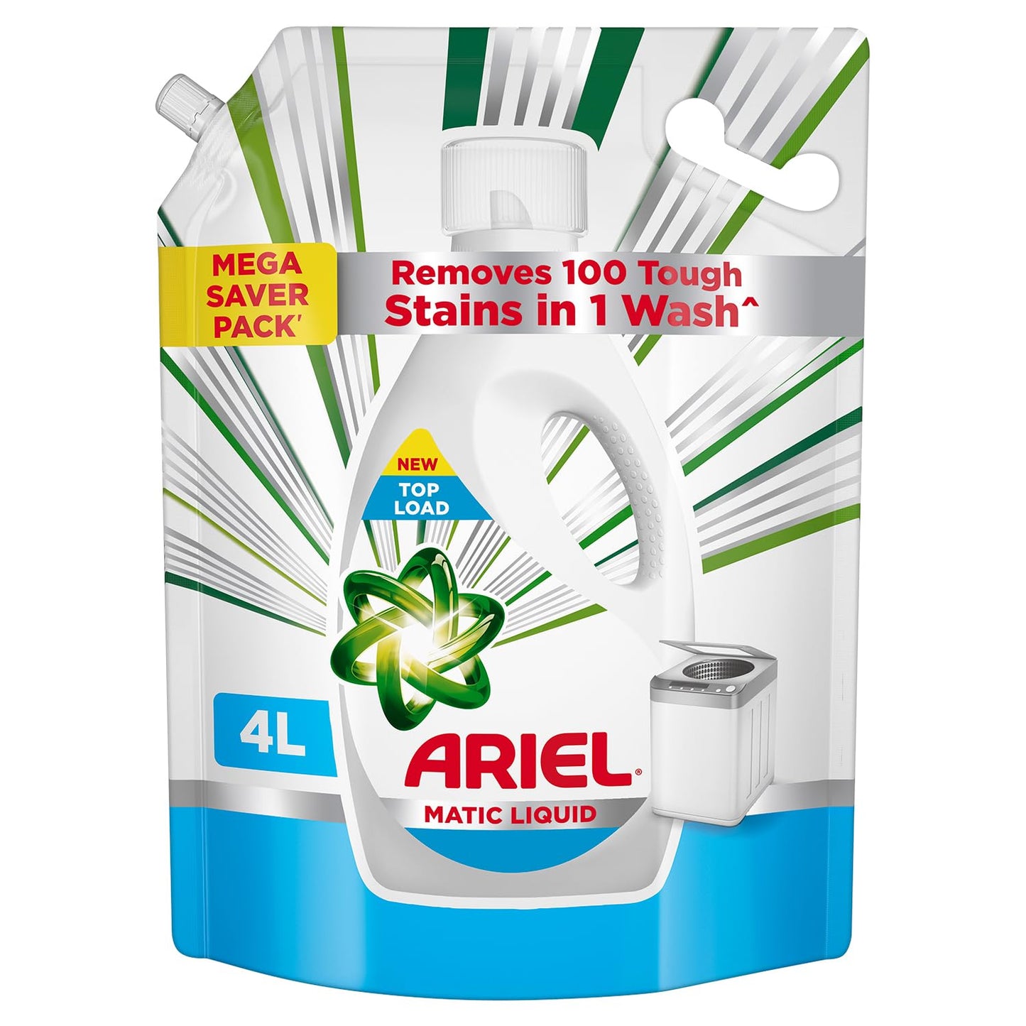 Ariel Top Load Liquid Detergent, 3 Ltr + 1 Ltr free, Removes Tough Stains, Specially designed for Top Load Washing Machine