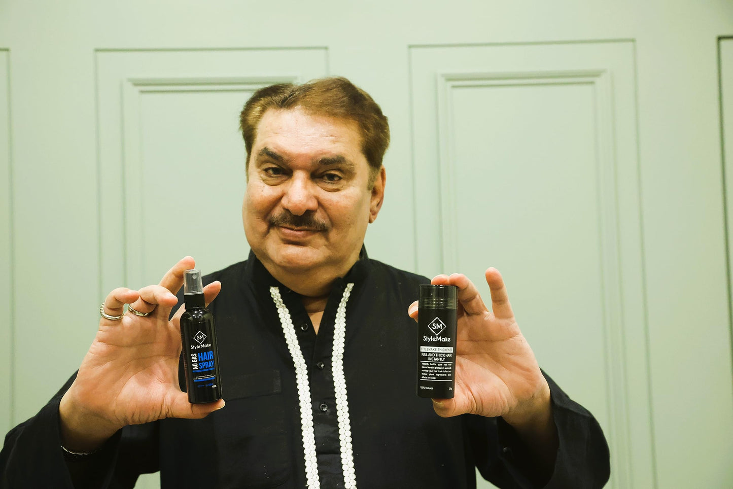 STYLEMAKE Thickener Hair Loss Concealer With Hair Spray - Hair Building Fibers - Hair Fibers For Thin & Fine Hair - Hair Thickening Fibers For Men & Women- Combo Pack (Black) -28 Grams