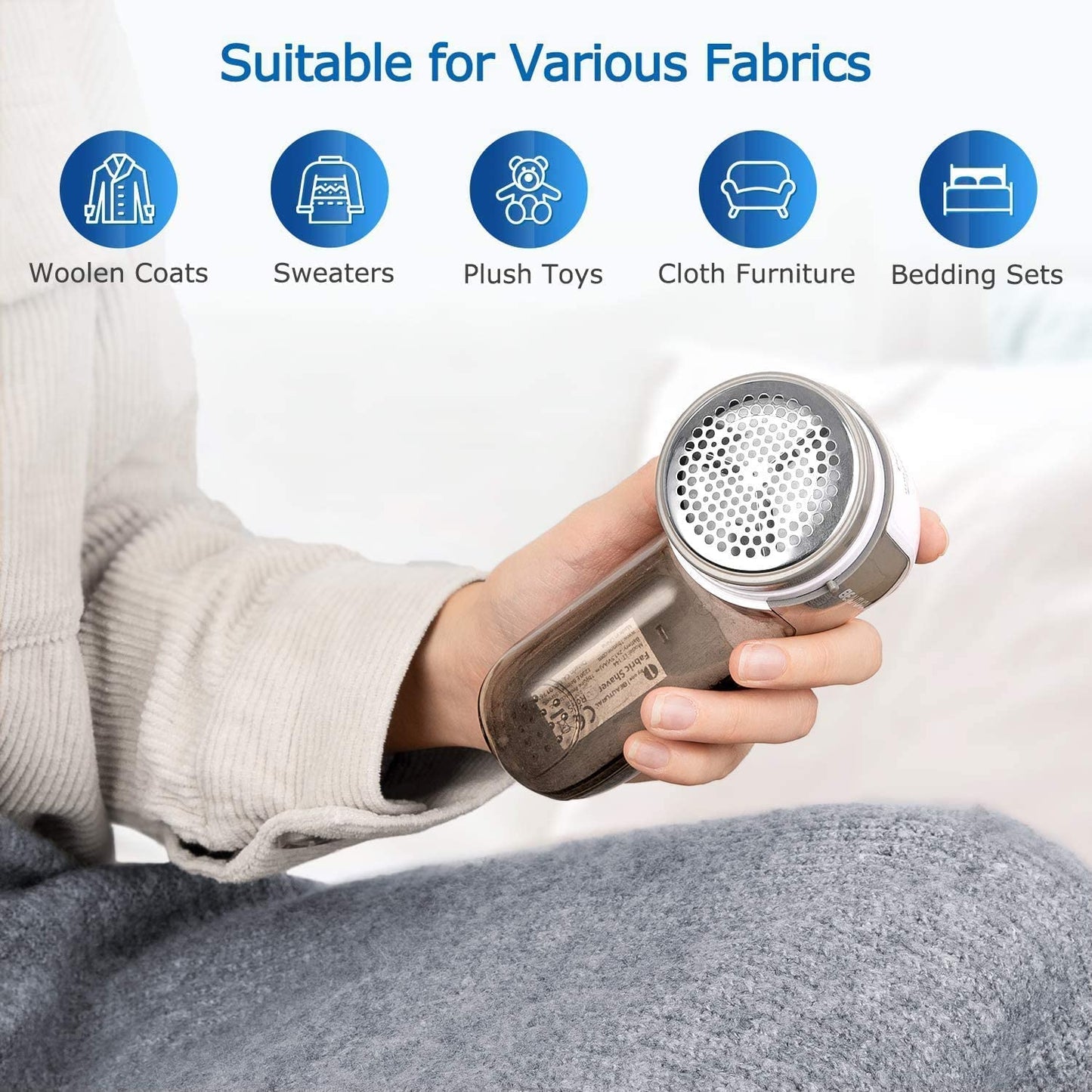 BEAUTURAL Portable Fabric Shaver and Lint Remover, Sweater Defuzzer with 2-Speeds, 2 Replaceable Stainless Steel Blades, Battery Operated, Remove Clothes Fuzz, Lint Balls, Pills, Bobbles