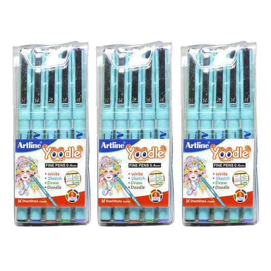 Artline Yoodle 0.4mm 55 Shades Fine Pen | Pens Set Writing, Drawing, Sketching & Doodling | Pack of 3