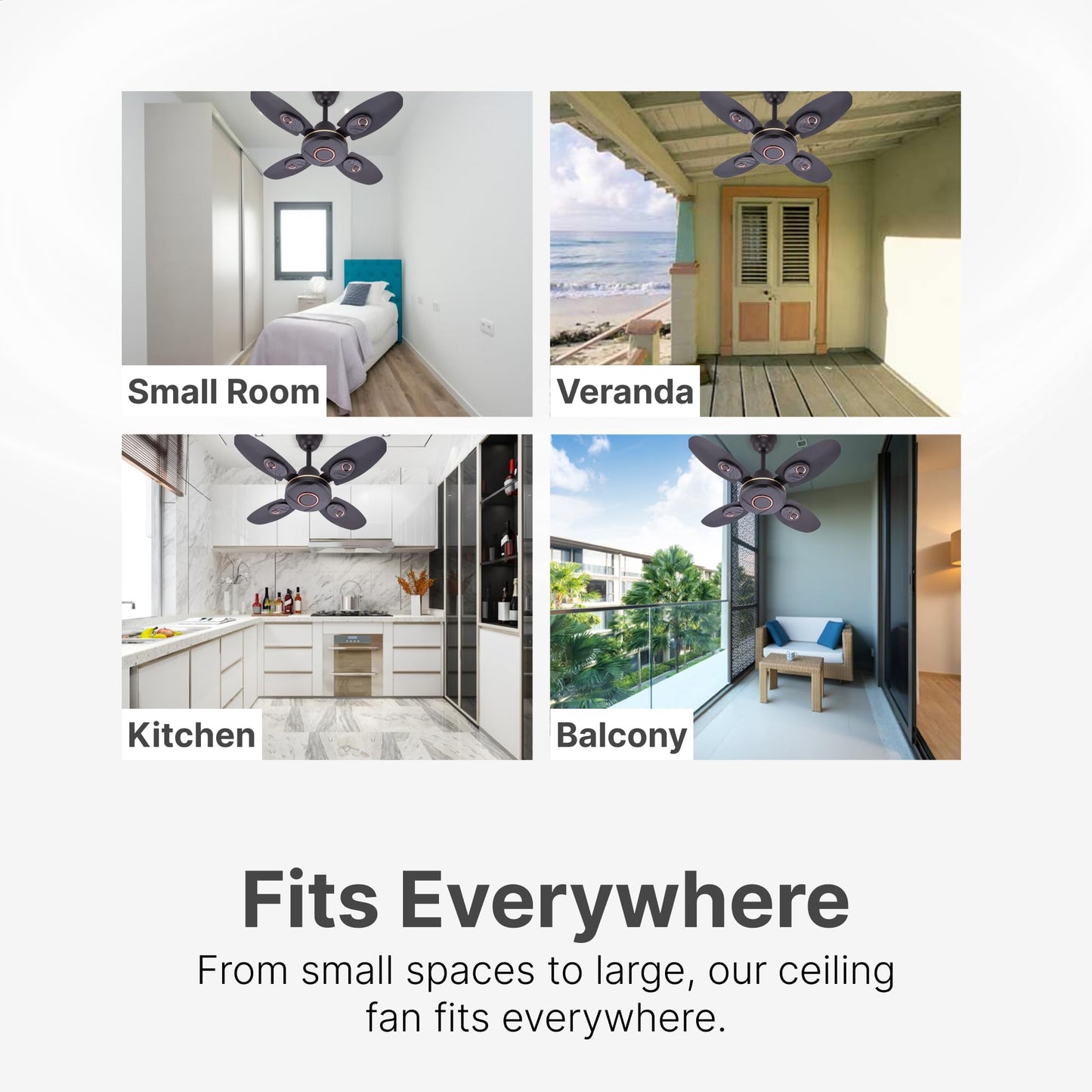 Candes Nexo Designer 600 mm /24 inch High Speed Ceiling Fan | BEE Star Rated, Noiseless & Energy Saving | Small Fan for Kitchen, Balcony & Small Room | 1+1 Year Warranty | Coffee Brown