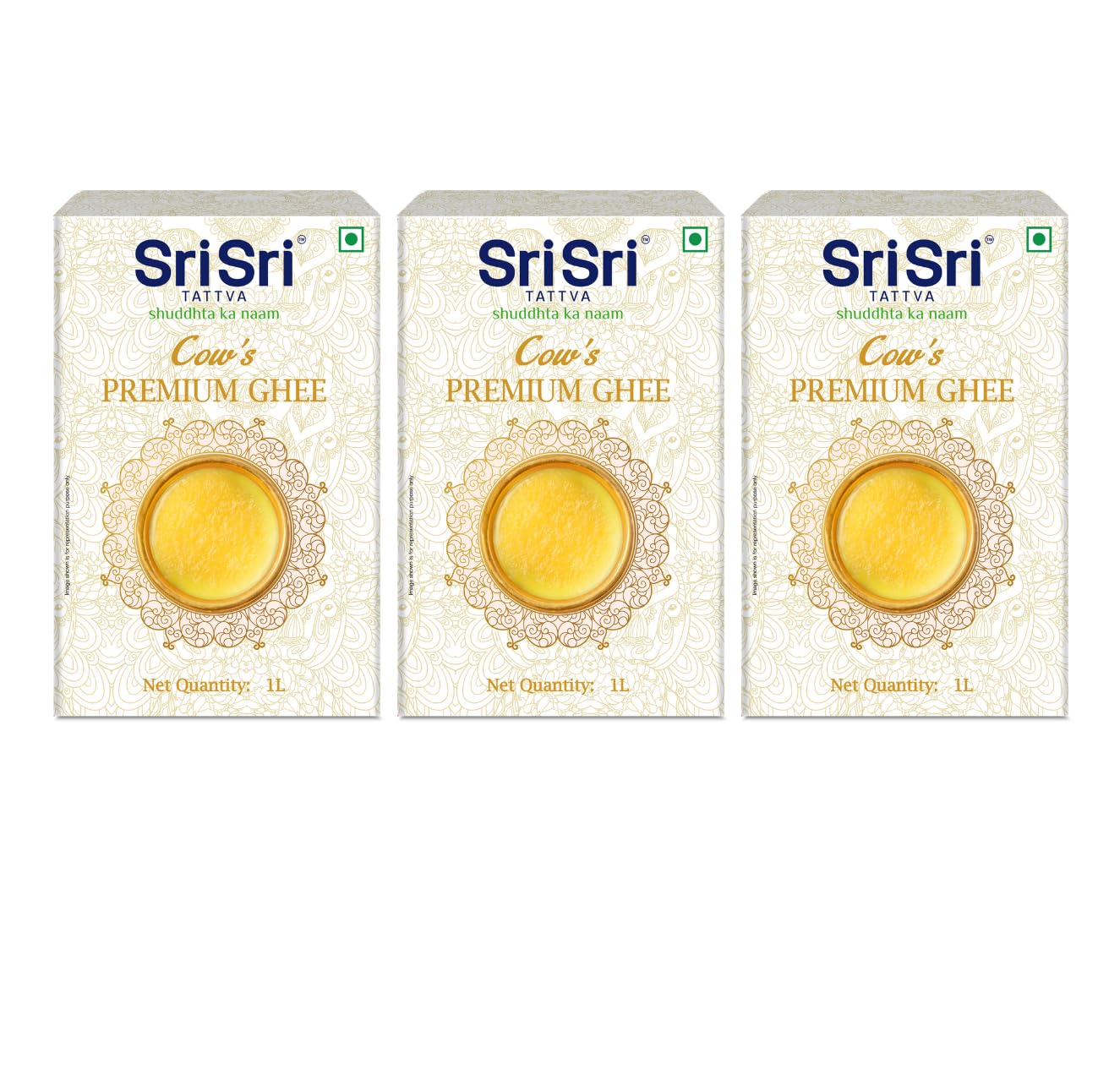 Sri Sri Tattva Premium Cow Ghee - 1 Litre (Pack of 3) | Premium Ghee for Better Digestion and Immunity | (3 Litre)
