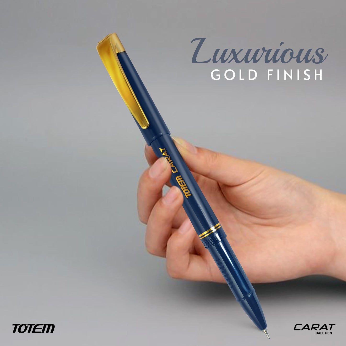TOTEM Carat Tumbler | 50 Pens (42 Blue Ink & 8 Black Ink) | Elegant Body Design | Golden Clip | 0.7 mm Tip | Pens for Writing | Ideal for Students and Exams Use | Smooth Ink Flow | Office Stationary