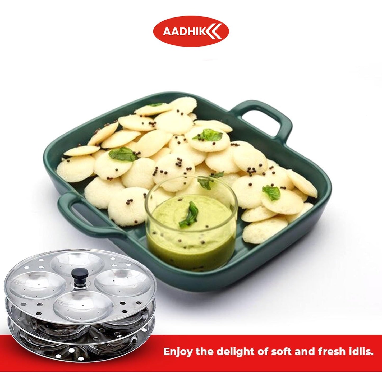 AADHIK Stainless Steel Non-Stick Idli Plates Idli Maker| Idli Stand with Holes for Pressure Cooker, 3 Plate