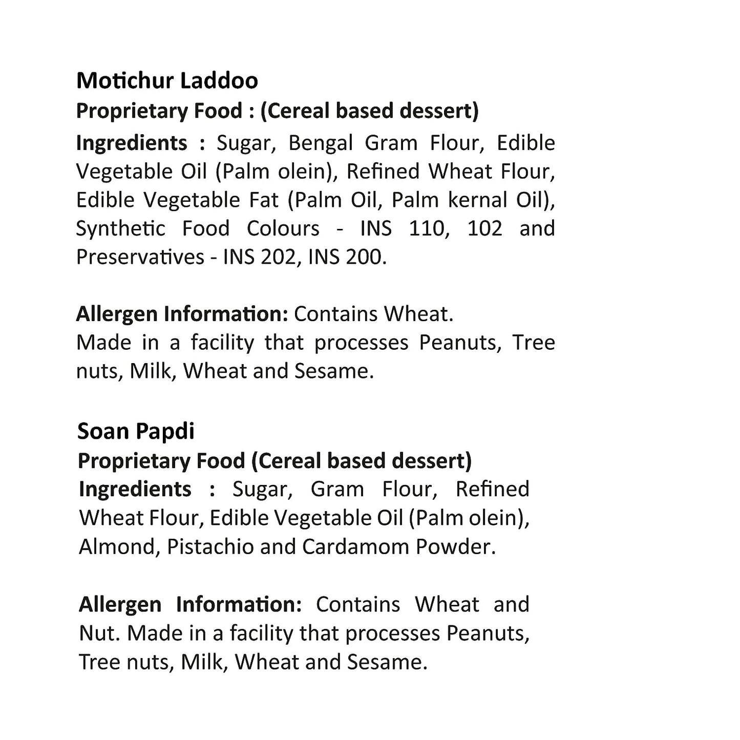 Soan Papdi Premium 400gm & Motichur Laddoo 400gm