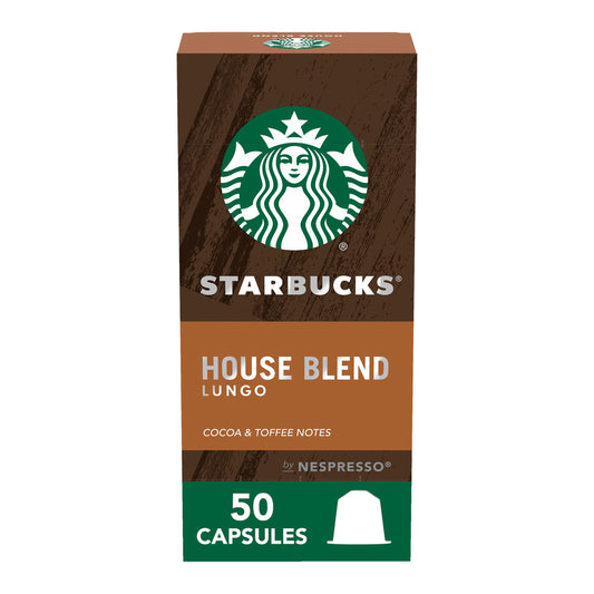 Starbucks By Nespresso, House Blend (50-Count Single Serve Capsules, Compatible With Nespresso Original Line System), Box - 0.126 Pounds