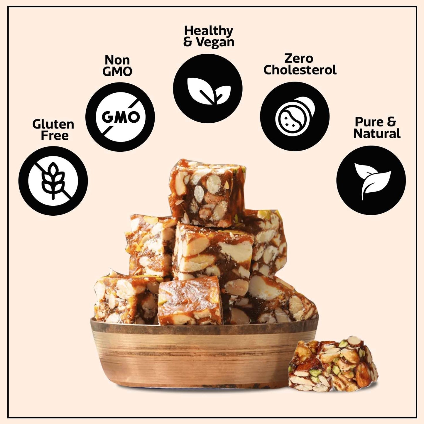 Wonderland Foods 350g Premium Dates And Dry Fruits Delight Box | Dry Fruits And Dates Bites | Made With Dates, Pistachios, Cashews, Almonds, Honey And Pure Ghee