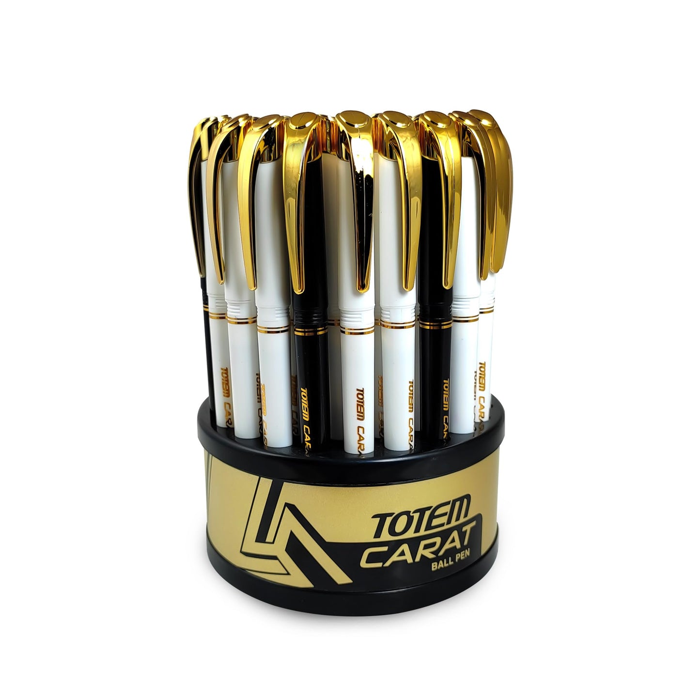 TOTEM Carat Tumbler | 50 Pens (42 Blue Ink & 8 Black Ink) | Elegant Body Design | Golden Clip | 0.7 mm Tip | Pens for Writing | Ideal for Students and Exams Use | Smooth Ink Flow | Office Stationary
