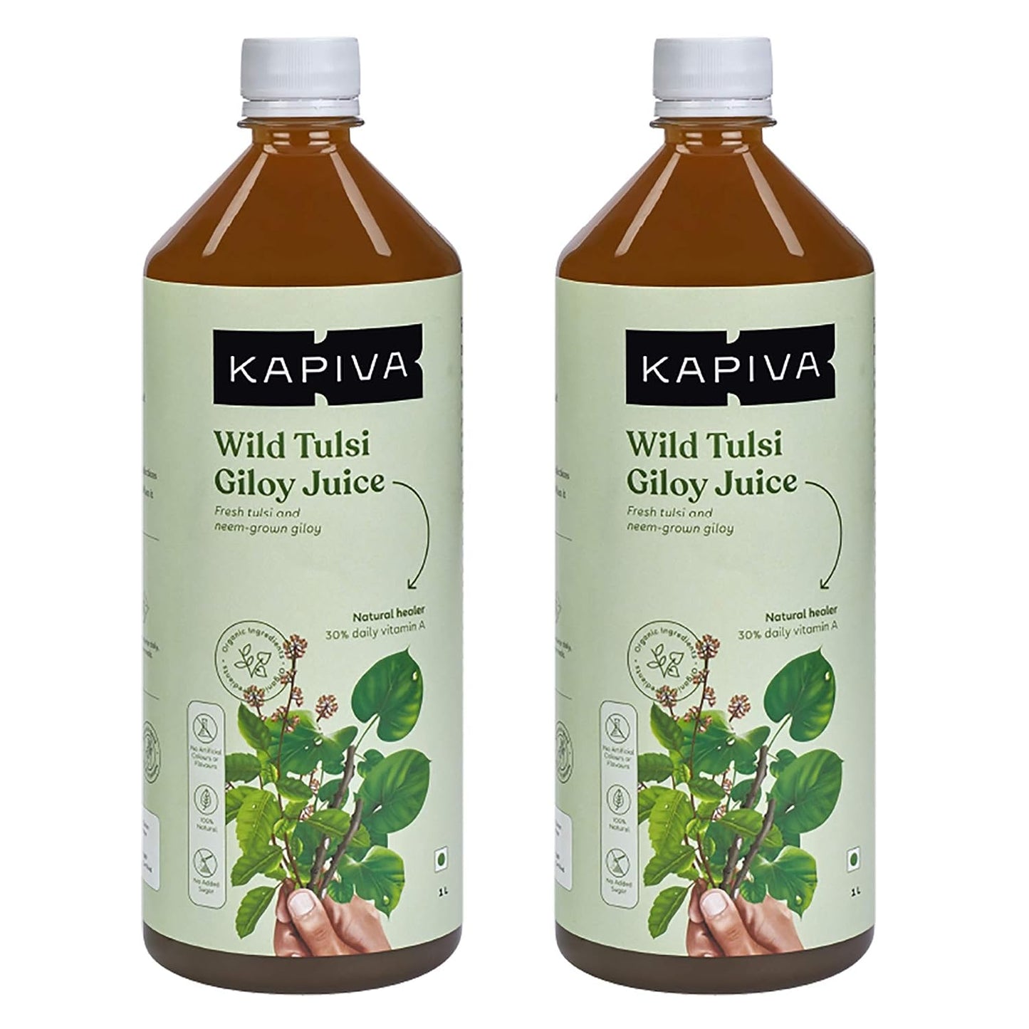 2x Kapiva Wild Tulsi Giloy Juice - Pack of 2 - 1000ml each